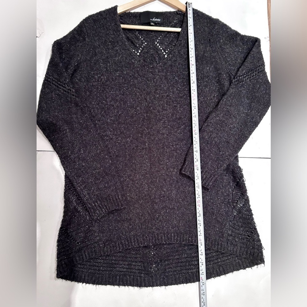 Line oversized sweater chunky knit dark grey size medium wool blend - Picture 9 of 12
